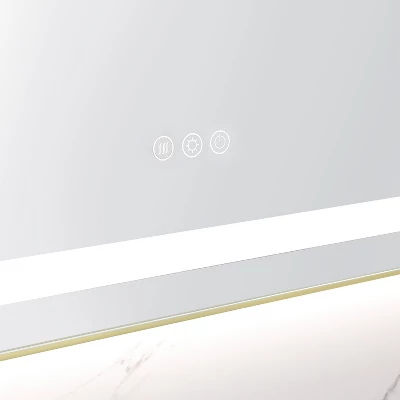 36 X 28 Inch LED Bathroom Mirror With Front And Backlight,Wall Mounted Vanity Mirror With Aluminum Frame,Anti-Fog, Memory, 3 Colors, Stepless Dimmable 4 36 X 28 Inch LED Bathroom Mirror With Front And Backlight,Wall Mounted Vanity Mirror With Aluminum Frame,Anti-Fog, Memory, 3 Colors, Stepless Dimmable - Image 4