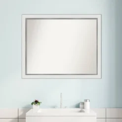 31" X 25" Non-Beveled Eva Narrow Bathroom Wall Mirror White - Amanti Art -Umbra Home Decor Shop GUEST 39209aa1 2de2 4a28 9c42 86f711b5f9ad