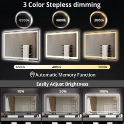 Large Bathroom Mirror With LED Lights, LED Vanity Mirror For Bathroom, 3 Adjustable Colors Of Lights, Anti-Fog, Backlit + Front Lit, Stepless Dimming -Umbra Home Decor Shop GUEST 392545ee 0bcb 494a a2f1 75145499e764