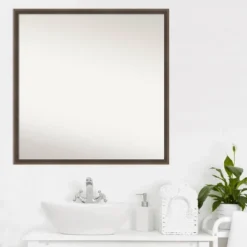 27" X 27" Non-Beveled Hardwood Wedge Wood Bathroom Wall Mirror Mocha Brown - Amanti Art -Umbra Home Decor Shop GUEST 397a680b 411c 4782 b135 db9851f0e90b