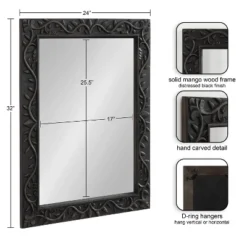 Kate & Laurel All Things Decor 24"x32" Natesa Carved Wood Mirror -Umbra Home Decor Shop GUEST 39e3f899 7e79 4f73 a862 590f6ee02649