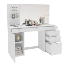 Amelia Vanity Table With Mirror White - Polifurniture -Umbra Home Decor Shop GUEST 3a2cb5a6 5db4 4125 a9cf 2f41ca933a23