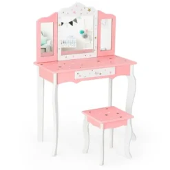Costway Kids Vanity Princess Makeup Dressing Table Chair Set W/ Tri-folding Mirror -Umbra Home Decor Shop GUEST 3a45a3d0 135a 4c4c 99fb 634bce50575c