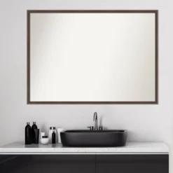 39" X 28" Non-Beveled Hardwood Wedge Wood Bathroom Wall Mirror Mocha Brown - Amanti Art -Umbra Home Decor Shop GUEST 3ac652ea 2711 4fa4 a1b1 e6ac9f71146b