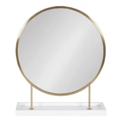 18" X 22" Maxfield Round Tabletop Mirror White/Gold - Kate & Laurel All Things Decor