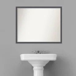 30" X 24" Non-Beveled Eva Thin Bathroom Wall Mirror Black - Amanti Art -Umbra Home Decor Shop GUEST 3af4d7bb 341f 4754 a5dd e04f62a4aa17