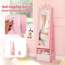 Tangkula Kids Jewelry Cabinet W/ Full-Length Mirror Foldable Drawer Anti-toppling System 14 Tangkula Kids Jewelry Cabinet W/ Full-Length Mirror Foldable Drawer Anti-toppling System -Umbra Home Decor Shop GUEST 3b57af12 0922 420a 9e74 d72b180a7ca3
