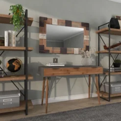 Rectangle Wood Wall Mirror With Faux Metal Details Brown - Olivia & May -Umbra Home Decor Shop GUEST 3c980b1a d624 44c2 8056 32b25e142d74