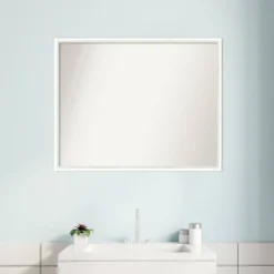 29" X 23" Non-Beveled Lucie Wood Bathroom Wall Mirror White - Amanti Art -Umbra Home Decor Shop GUEST 3cc95436 77ef 48d5 a2cf 67a4cf3f3ea1