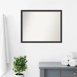 30"x24" Non-Beveled Stylish Wood Bathroom Wall Mirror Black - Amanti Art: Modern Rectangle, Wall Mount, Wood Frame -Umbra Home Decor Shop GUEST 3cd660be a126 4771 9f87 e5b2411bba57