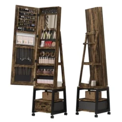 66" Full Length Mirror Jewelry Cabinet, Lockable Standing Armoire Organizer With Storage Drawer, Back Shelf, 360° Swivel Base & Wheels -Umbra Home Decor Shop GUEST 3d1374d1 a028 4295 8918 3c7111f24e6d