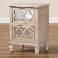 Celia Wood And Mirror 2 Drawer Quatrefoil Nightstand Natural - Baxton Studio -Umbra Home Decor Shop GUEST 3d1570fb 2fe4 4887 a76a a32ee45b4098