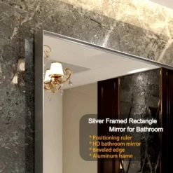 40x30inch Silver Rectangular Wall-mounted Beveled Bathroom Mirror,Square Angle Metal Frame Wall Mounted Bathroom Mirrors For Wall 16 40x30inch Silver Rectangular Wall-mounted Beveled Bathroom Mirror,Square Angle Metal Frame Wall Mounted Bathroom Mirrors For Wall -Umbra Home Decor Shop GUEST 3d5a85a7 115d 4a8e 9e25 cdbb31ac746f