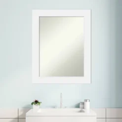 23" X 29" Non-Beveled Corvino Wood Bathroom Wall Mirror White - Amanti Art -Umbra Home Decor Shop GUEST 3de61138 3684 4b32 8b28 e5c978e16817