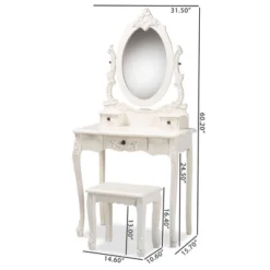 2pc Macsen Wood Vanity Set With Adjustable Mirror White - Baxton Studio -Umbra Home Decor Shop GUEST 3e81f0ef 9af5 43af aa52 068773e52920