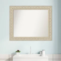 34" X 28" Non-Beveled Fair Baroque Wood Bathroom Wall Mirror Cream - Amanti Art -Umbra Home Decor Shop GUEST 3f4d3d05 e35d 4d06 afcc 3a42592ad6f5