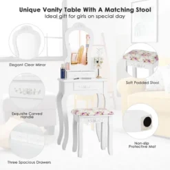 Tangkula Vanity Mirror Makeup Dressing Table Set W/ Stool Drawer Wood Desk -Umbra Home Decor Shop GUEST 3f50ab98 93d5 45a8 a4f0 6e4cd9ab8176
