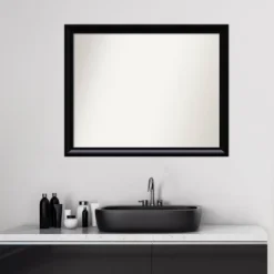 31" X 25" Non-Beveled Steinway Black Scoop Wood Bathroom Wall Mirror - Amanti Art -Umbra Home Decor Shop GUEST 3f665755 3c32 48aa 8250 12165e8c0450