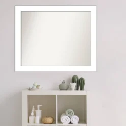 32" X 26" Non-Beveled Wedge White Bathroom Wall Mirror - Amanti Art -Umbra Home Decor Shop GUEST 3fab714a 78ea 4068 8c9c 44f691039dc0