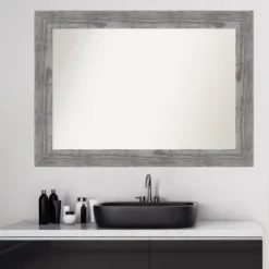 42" X 30" Non-Beveled Bridge Wood Bathroom Wall Mirror Gray - Amanti Art -Umbra Home Decor Shop GUEST 3fbc4755 e988 4400 b339 6c84c2d4454c