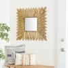 Metal Leaf Radial Wall Mirror Brown - Olivia & May
