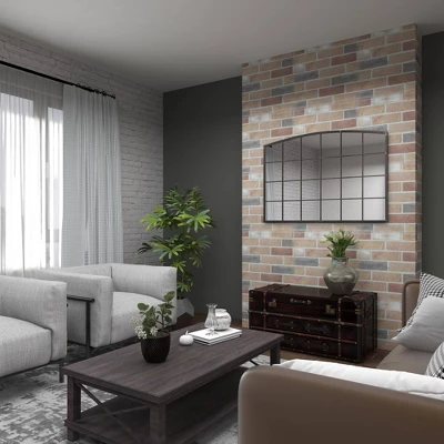 Metal Window Pane Inspired Wall Mirror With Arched Top Black - Olivia & May 16 Metal Window Pane Inspired Wall Mirror With Arched Top Black - Olivia & May - Image 16