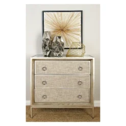 Wood And Metal Mirror Chest Silver/Gray - Olivia & May