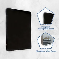 40x30inch Brushed Silver Rounded Corner Rectangle Bathroom Mirror For Wall Metal Frame Wall Mounted Bathroom Mirror Vanity Bathroom Mirror -Umbra Home Decor Shop GUEST 40ca22ef 853b 48fa 8c90 4b84f57cde06