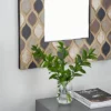 Wood Wall Mirror With Diamond Pattern Beige - Olivia & May