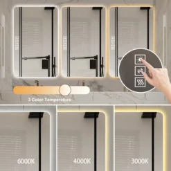 36x28 Inch Bathroom Mirror, Vanity Mirror For Bathroom, Anti-Fog Lighted Vanity Mirrors For Wall Mounted, 5 Level Adjustable, Horizontal/Vertical