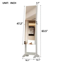 KWPZQEB Mirror Jewelry Cabinet, 63.5-Inch Tall Lockable Free-Standing Mirror Jewelry Armoire Organizer With Nterior Lighted Mirror For Bedroom, White -Umbra Home Decor Shop GUEST 40fd1e4b 254d 4e3a 9e1e 68f2f3871a24