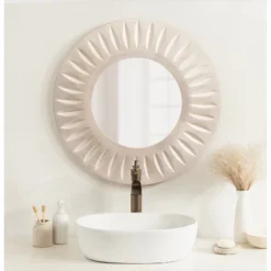 Kate & Laurel All Things Decor 26"x26" Usra Carved Wood Mirror White: Bohemian Style, Wall Mount -Umbra Home Decor Shop GUEST 416822fc ea3b 4911 a550 569e453024ee