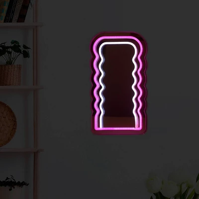 National Brand LED Wavy Wall Mirror: Contemporary Acrylic Design, USB Powered, No Assembly Required 1 National Brand LED Wavy Wall Mirror: Contemporary Acrylic Design, USB Powered, No Assembly Required