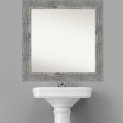 32" X 32" Non-Beveled Bridge Wood Bathroom Wall Mirror Gray - Amanti Art -Umbra Home Decor Shop GUEST 41b10dec 2310 4e29 9e93 9521def0e4d7