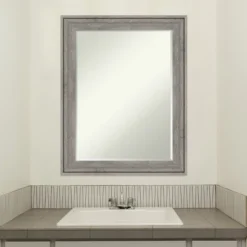 Amanti Art Regis Barnwood Grey Petite Bevel Wood Bathroom Wall Mirror 28.5 X 22.5 In. -Umbra Home Decor Shop GUEST 4250be10 aa9f 426b 8238 1b61376ba063