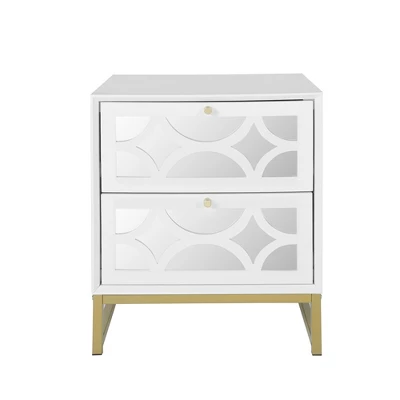 Averina 2 Drawers 45° Splicing White Mirror Front Nightstand With Storage -The Pop Home 3 Averina 2 Drawers 45° Splicing White Mirror Front Nightstand With Storage -The Pop Home - Image 3