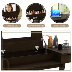 Costway Vanity Table With Flip Mirror Writing Computer Desk Storage Drawer Walnut -Umbra Home Decor Shop GUEST 432b329e b367 43e1 bef9 ef0251fda28b