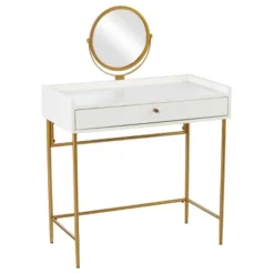 Randburg Vanity Table With Mirror White/Gold - Aiden Lane -Umbra Home Decor Shop GUEST 436d92e1 7512 4b0f a05b 6a58a68f1c92