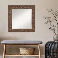 26" X 26" Beveled Bridge Brown Wood Wall Mirror - Amanti Art -Umbra Home Decor Shop GUEST 437860b9 57b4 45a8 af8c 5fc56c129438