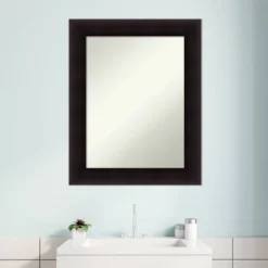 24" X 30" Non-Beveled Portico Espresso Wood Bathroom Wall Mirror - Amanti Art -Umbra Home Decor Shop GUEST 4380ffa8 eee4 4f3a 907e 0c376ca479b8