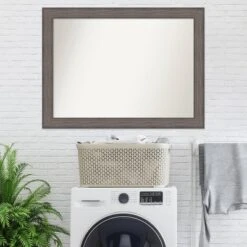 43" X 32" Non-Beveled Country Barn Wood Bathroom Wall Mirror Brown - Amanti Art -Umbra Home Decor Shop GUEST 43a03bca 6ff6 4e22 b749 3d3ad55c7d22