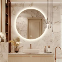 HOMLUX Dimmable Round Frosted Edge Bathroom Mirror With Memory, Auto-off Anti-fogging And 3 Color Temperature -Umbra Home Decor Shop GUEST 43a89691 c948 4153 ac8f 7d99b729364c