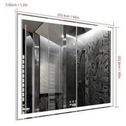 60"X40"Oversized LED Bathroom Mirror Rectangle Wall Mirror,Wall Mounted Mirror With 3 Color Modes Aluminum Frame Large Wall Mirror-The Pop Home -Umbra Home Decor Shop GUEST 43e7d88e 2e54 455a b993 fcb6d59f4044
