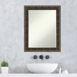 Amanti Art Intaglio Embossed Black Petite Bevel Wood Bathroom Wall Mirror 28.5 X 22.5 In. -Umbra Home Decor Shop GUEST 442bdc89 1ddd 48f9 ad3b d23c4a851d6f