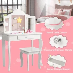 Costway Kid Vanity Table Set With Tri-folding Mirror 2-in-1 Makeup Dressing Table Stool Set 12 Costway Kid Vanity Table Set With Tri-folding Mirror 2-in-1 Makeup Dressing Table Stool Set -Umbra Home Decor Shop GUEST 44c6ec54 5818 447e 87cf 8292b3ae420f