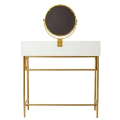 Randburg Vanity Table With Mirror White/Gold - Aiden Lane -Umbra Home Decor Shop GUEST 44df95d9 d730 401d 94b5 c2078310e8d0