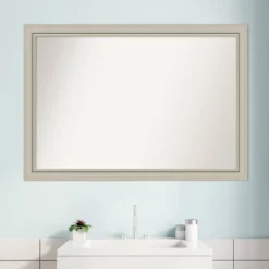 40" X 28" Non-Beveled Romano Silver Narrow Wood Bathroom Wall Mirror - Amanti Art -Umbra Home Decor Shop GUEST 455c4e5d 8c16 4179 af72 1581c572444d
