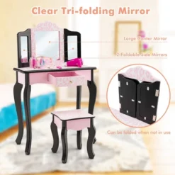 Costway Kid Vanity Set Wooden Makeup Table Stool Tri-Folding Mirror Leopard Print Pink 15 Costway Kid Vanity Set Wooden Makeup Table Stool Tri-Folding Mirror Leopard Print Pink -Umbra Home Decor Shop GUEST 4570fa81 c273 46d6 a114 01f966157950