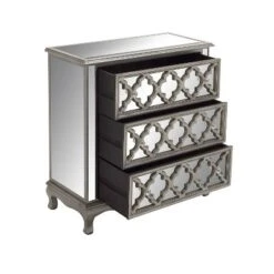 Glam Quatrefoil Mirror And Wood Storage Chest Gray - Olivia & May -Umbra Home Decor Shop GUEST 461d0284 6bb1 4a40 a2a3 b27decbda706
