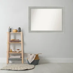 43" X 32" Non-Beveled Glam Linen Bathroom Wall Mirror Gray - Amanti Art -Umbra Home Decor Shop GUEST 4654cfa3 578e 4214 a48a bf627d1df588
